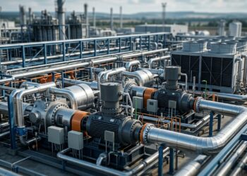 Uma única estação de compressão mantém o gás natural viajando por milhares de quilômetros sem deixar a pressão desaparecer pelo caminho