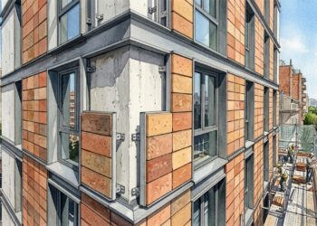 Nem fachada pintada descascando no sol, nem revestimento pesado colado direto na parede: as placas de terracota ventilada que criam uma pele cerâmica contra calor, chuva e manchas