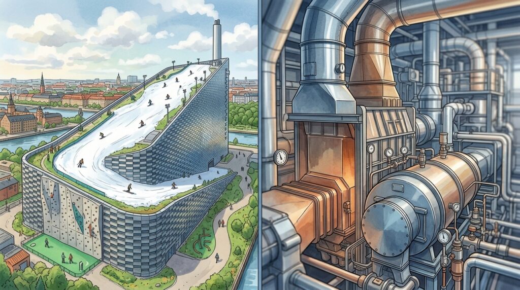 Copenhague colocou uma pista de esqui sobre uma usina de lixo e transformou energia, lazer e arquitetura em uma única estrutura urbana