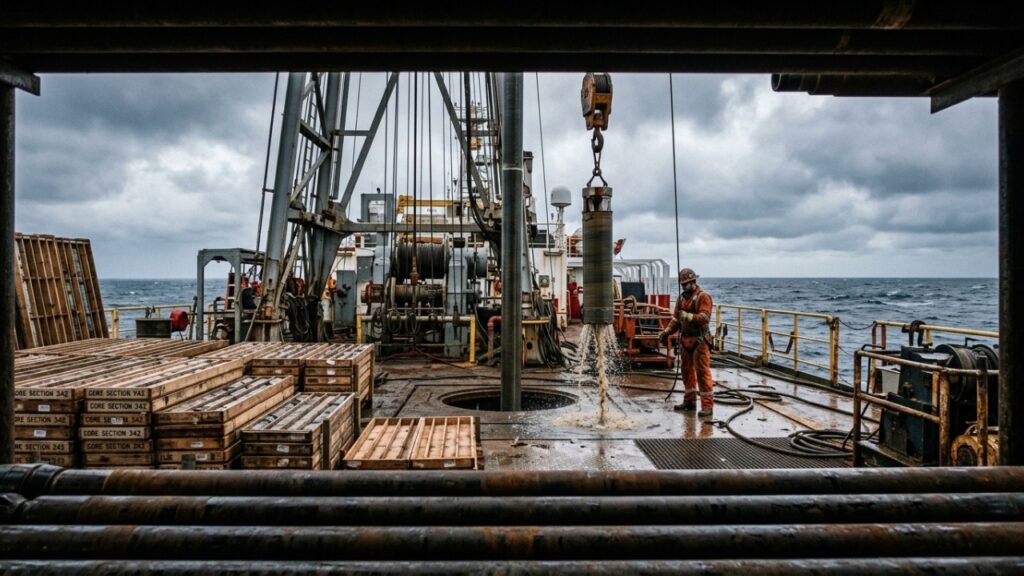 Navio recupera o maior testemunho de rochas do manto