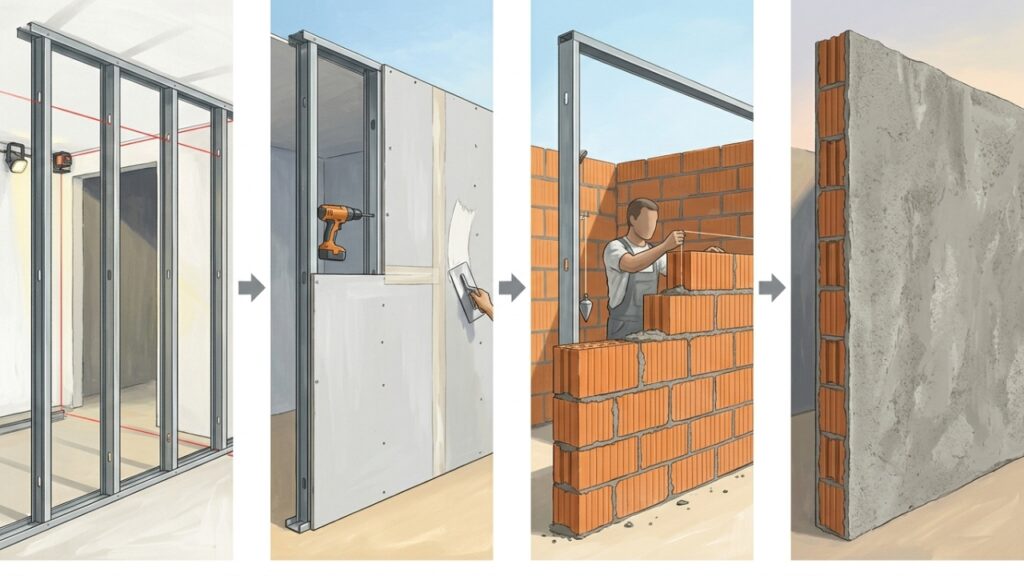 Custo de três divisórias em drywall ou bloco cerâmico