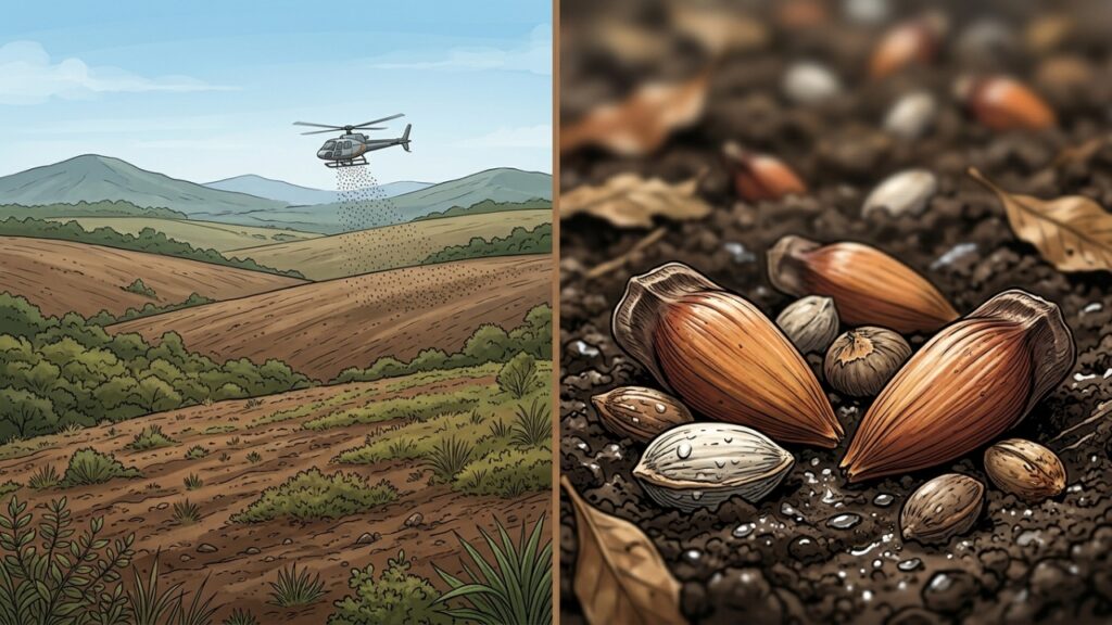 Helicóptero da PRF espalha sementes nativas no Paraná