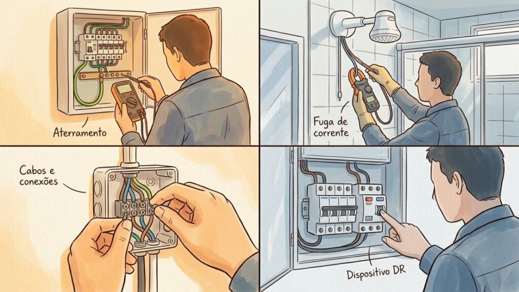 Pequenos choques no chuveiro e falhas elétricas