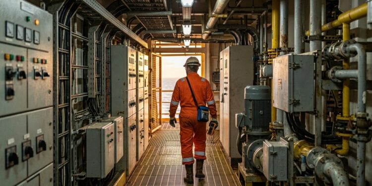 Eletricista offshore mantém sistemas vitais em operação