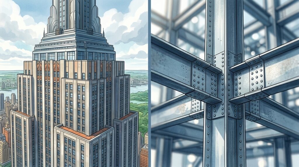 Com mais de 380 metros de altura, o Empire State Building foi erguido em pouco mais de um ano durante uma das maiores corridas da engenharia americana