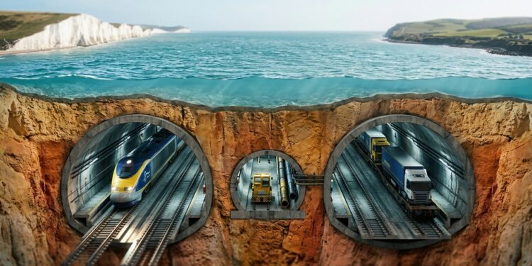 O túnel de 50 km escondido sob o Canal da Mancha que uniu França e Reino Unido por trilhos