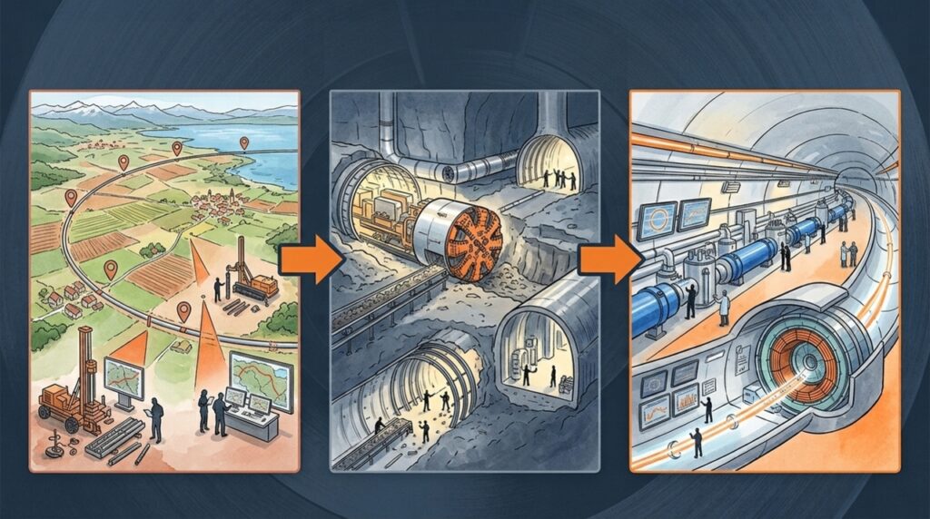 O túnel circular de 91 quilômetros que pode passar sob o Lago de Genebra para abrigar a próxima máquina gigante da física
