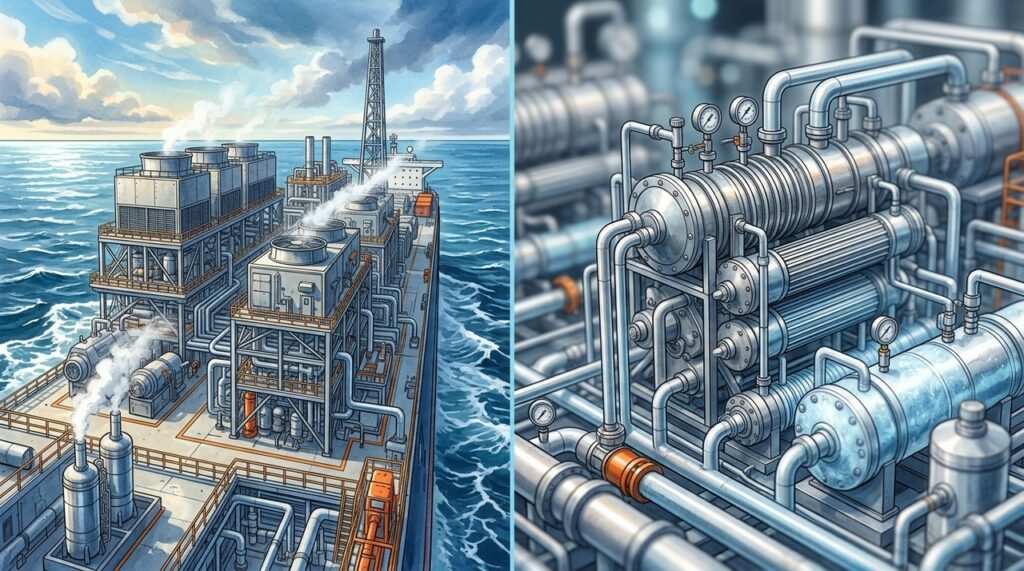 FLNG transforma gás natural em líquido no oceano e reduz a dependência de grandes gasodutos