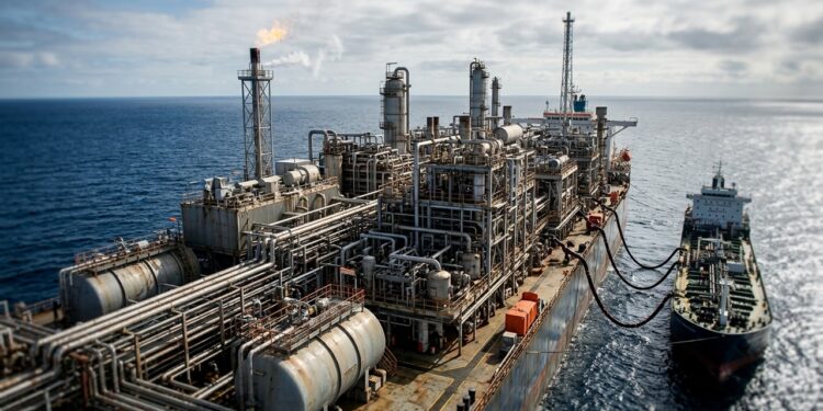 Com 1,6 milhão de barris de armazenamento, um FPSO separa óleo, gás e água no meio do oceano e funciona como uma refinaria flutuante a 200 km da costa