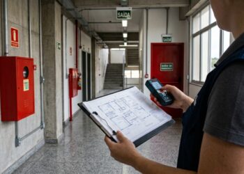 Projetista de prevenção contra incêndio calcula rotas de fuga antes que o prédio receba moradores