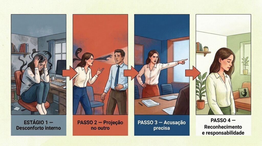 A psicologia chama de projeção quando alguém acusa no outro exatamente aquilo que não consegue encarar em si mesmo