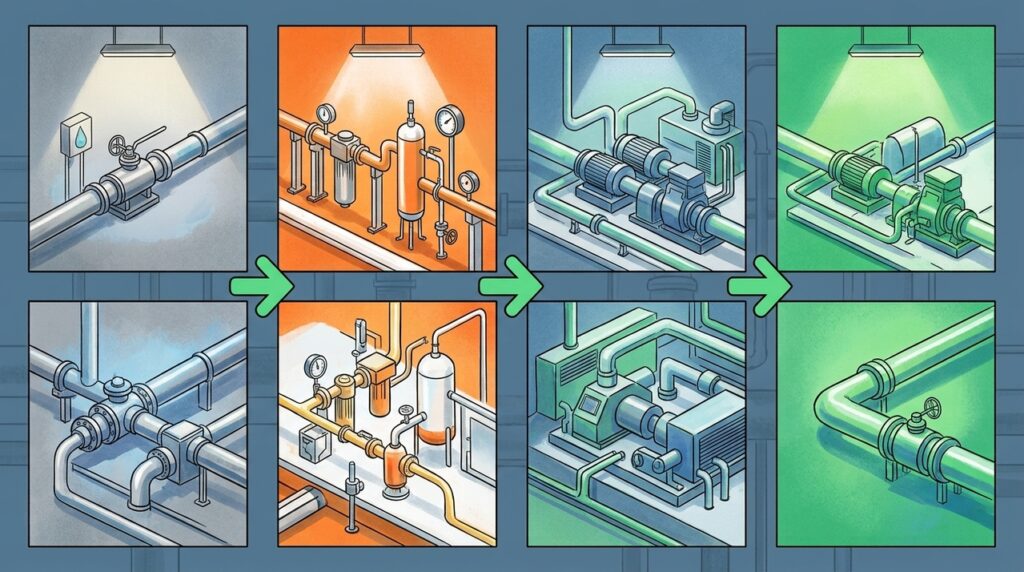 Uma única estação de compressão mantém o gás natural viajando por milhares de quilômetros sem deixar a pressão desaparecer pelo caminho
