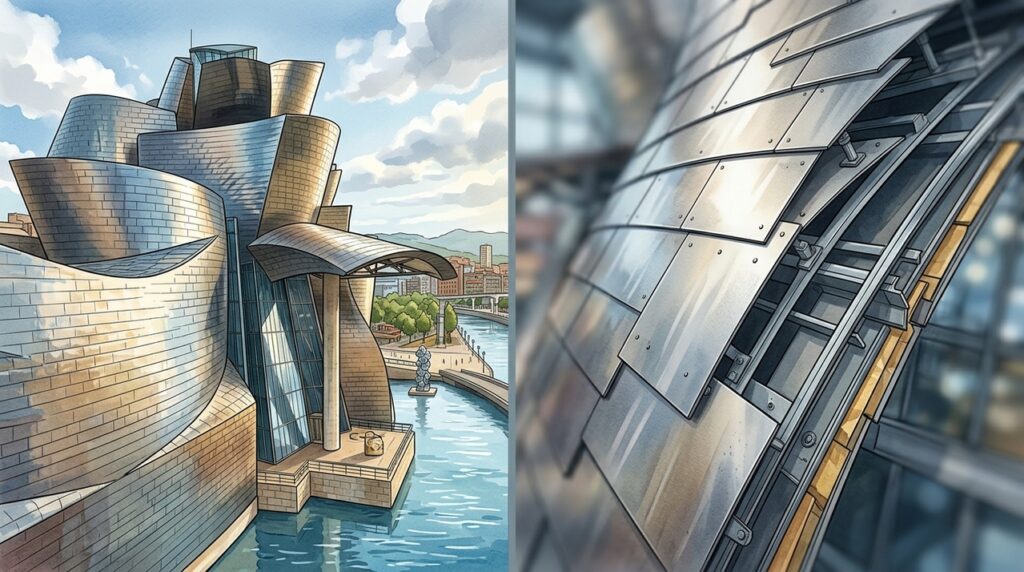 Guggenheim Bilbao dobrou metal, vidro e pedra para criar uma arquitetura que parece mudar com o clima