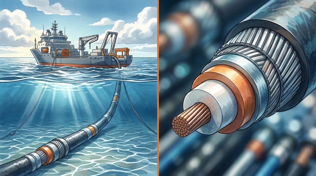 Cabos submarinos HVDC levam energia por longas distâncias e reforçam a segurança elétrica entre países