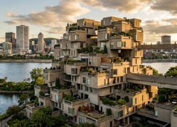 Com 365 caixas de concreto empilhadas, o Habitat 67 tentou colocar jardins e casas individuais dentro de um edifício coletivo