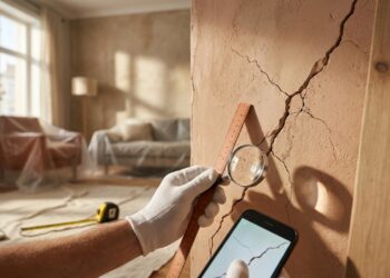 A trinca reparada apenas com massa e tinta pode reaparecer porque a parede continua mostrando um movimento da construção