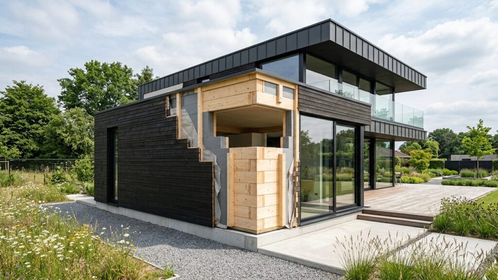 Desenvolvido na Bélgica com blocos de madeira leve e apenas 8 componentes básicos, o kit de autoconstrução modular acelera obras residenciais