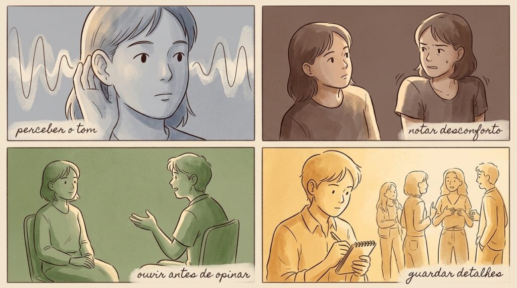 Pessoas que preferem ouvir mais do que falar podem estar percebendo detalhes que muitos ignoram