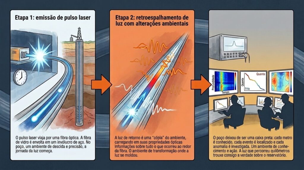 Sensoriamento por fibra óptica revela fraturas, vazamentos e fluxo sem instalar milhares de sensores separados