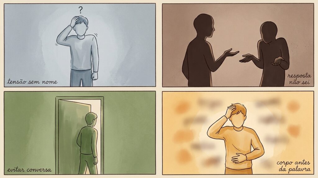 A psicologia chama de alexitimia quando a pessoa sente tudo por dentro, mas não consegue explicar nem para si mesma o que está acontecendo