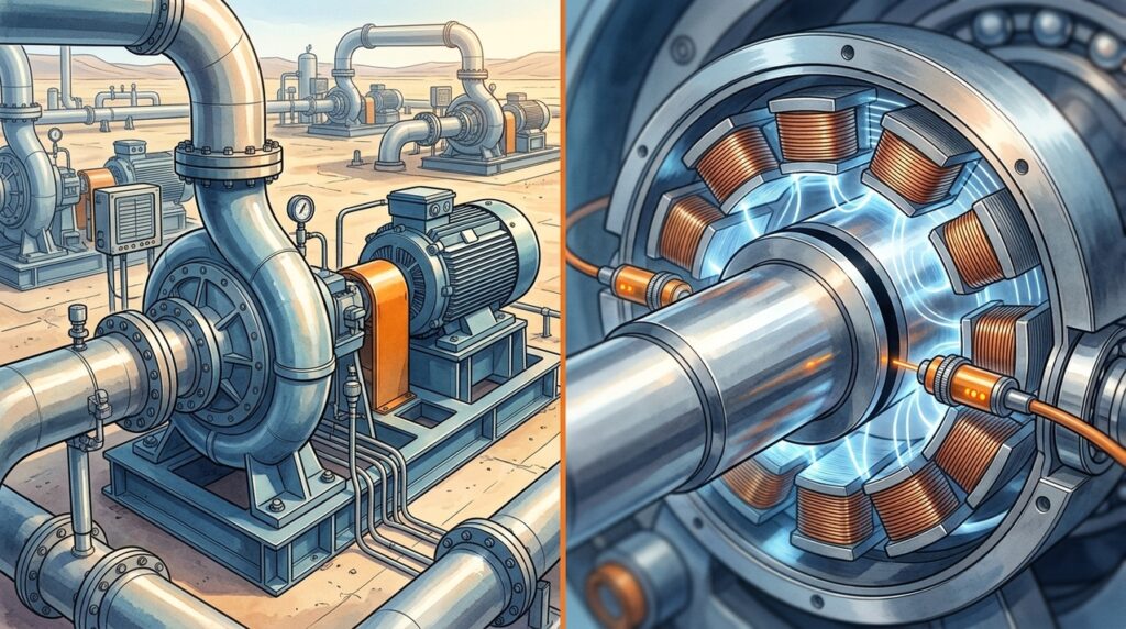 Mancais magnéticos fazem eixos de compressores girarem em alta velocidade sem encostar nas partes fixas