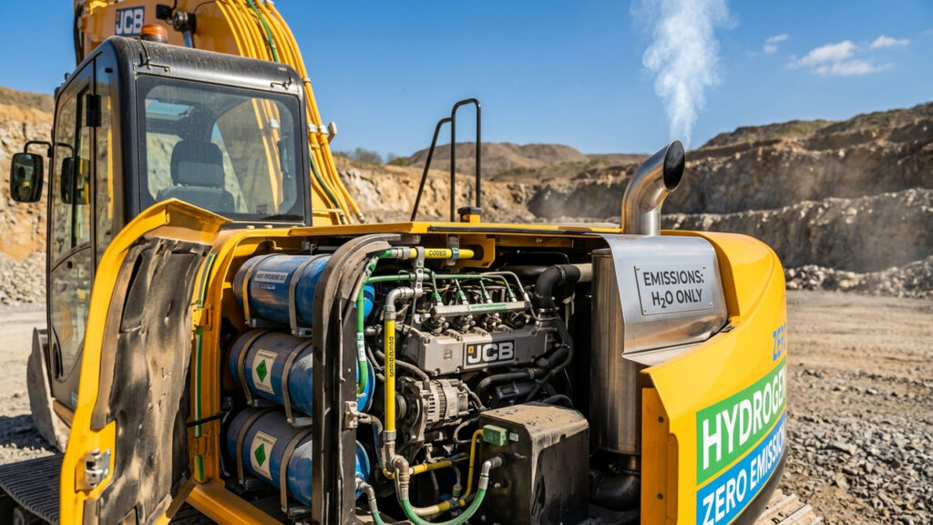 Com motores de combustão interna cem por cento livres de emissão de CO2, a fabricante britânica aposta no hidrogênio para mover tratores pesados