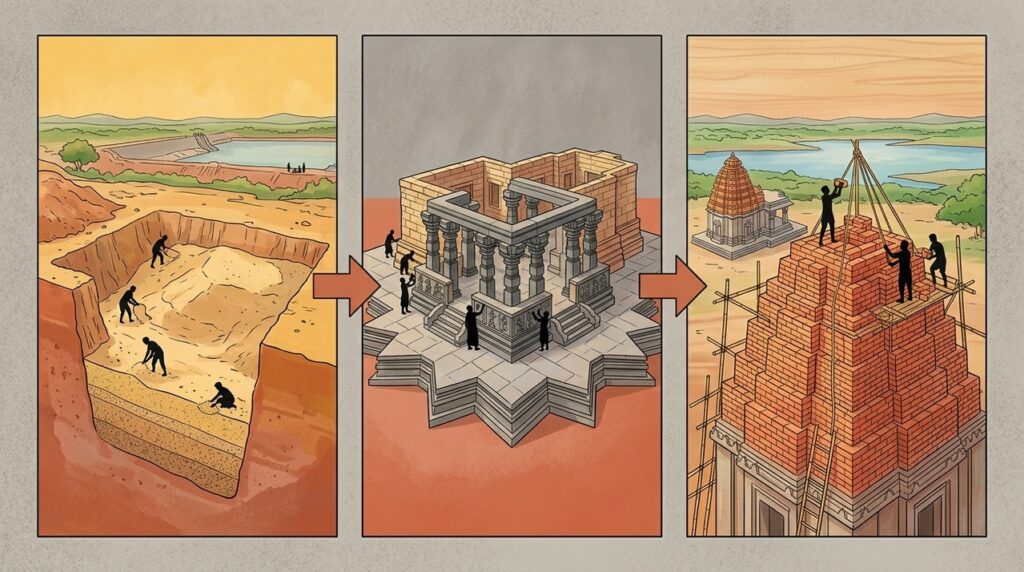 O templo indiano de 800 anos que usou tijolos leves e uma fundação de areia para enfrentar o solo