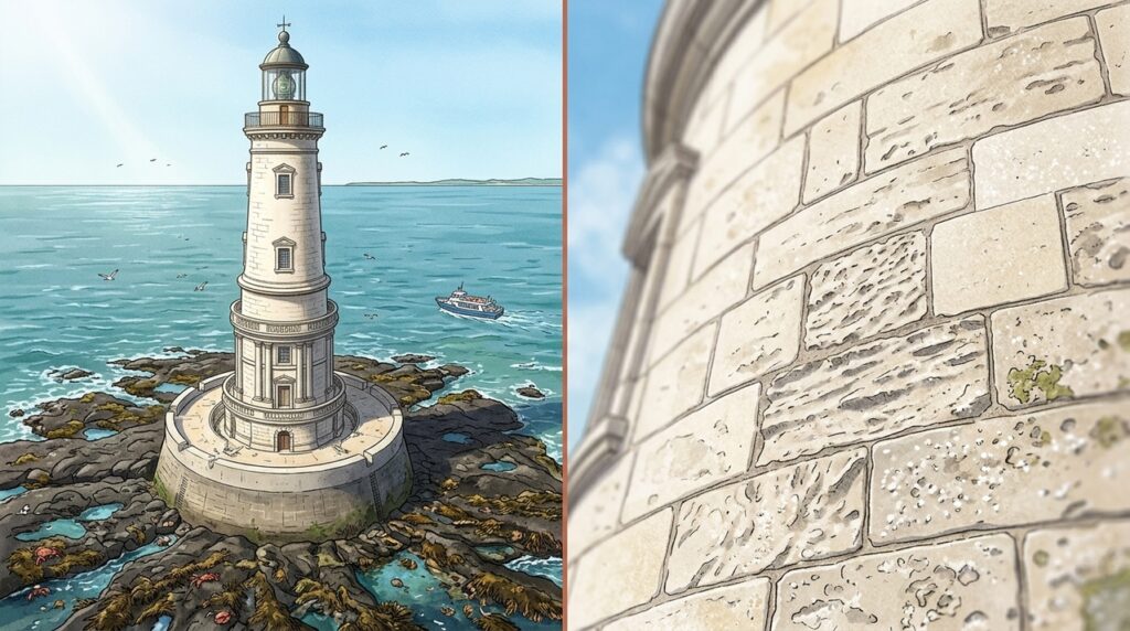 O farol francês que parece um palácio de pedra erguido sobre uma rocha castigada pelo Atlântico
