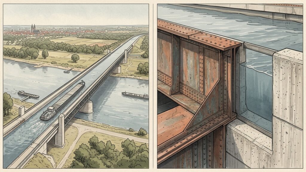 Ponte aquática de Magdeburg sobre o rio Elba