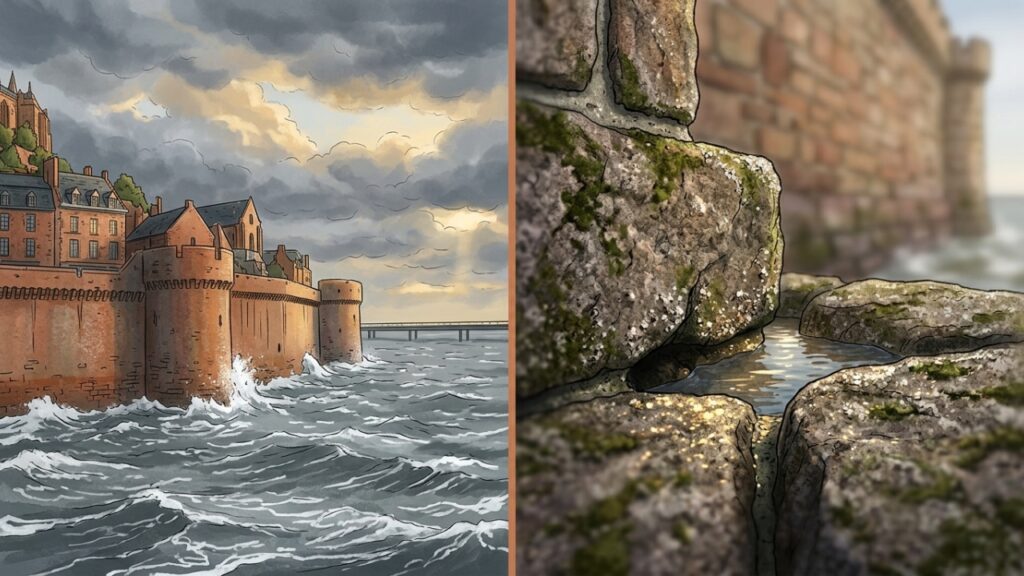 Marés extremas isolam o Mont Saint-Michel medieval
