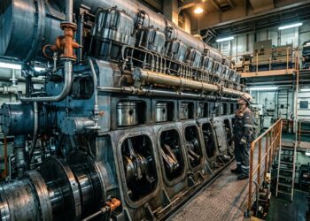 Com 14 cilindros, 13 metros de altura e força para mover navios colossais, o maior motor diesel naval expõe a escala invisível do comércio global