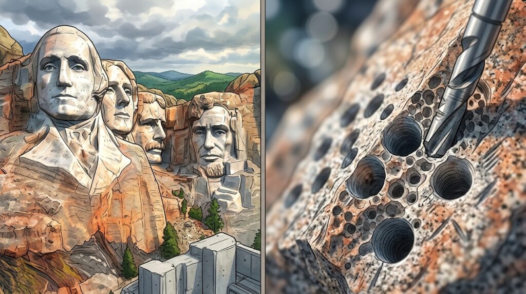 Monte Rushmore transformou uma montanha de granito em quatro rostos gigantes esculpidos na paisagem