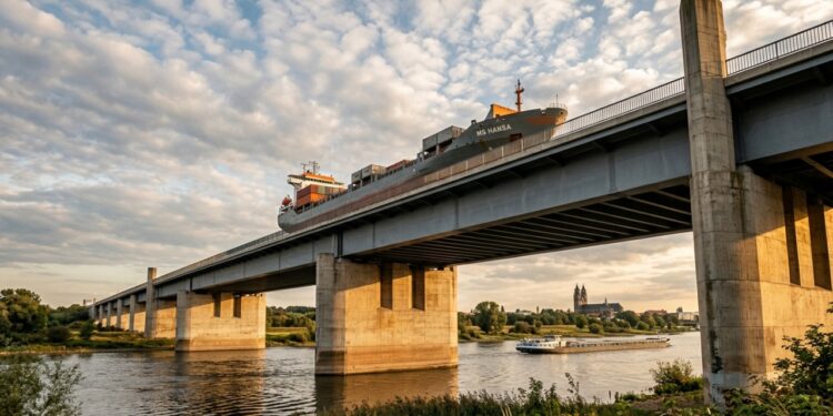Ponte aquática de Magdeburg sobre o rio Elba