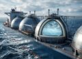 Tanques criogênicos mantêm gás natural liquefeito frio para cruzar oceanos em navios gigantes