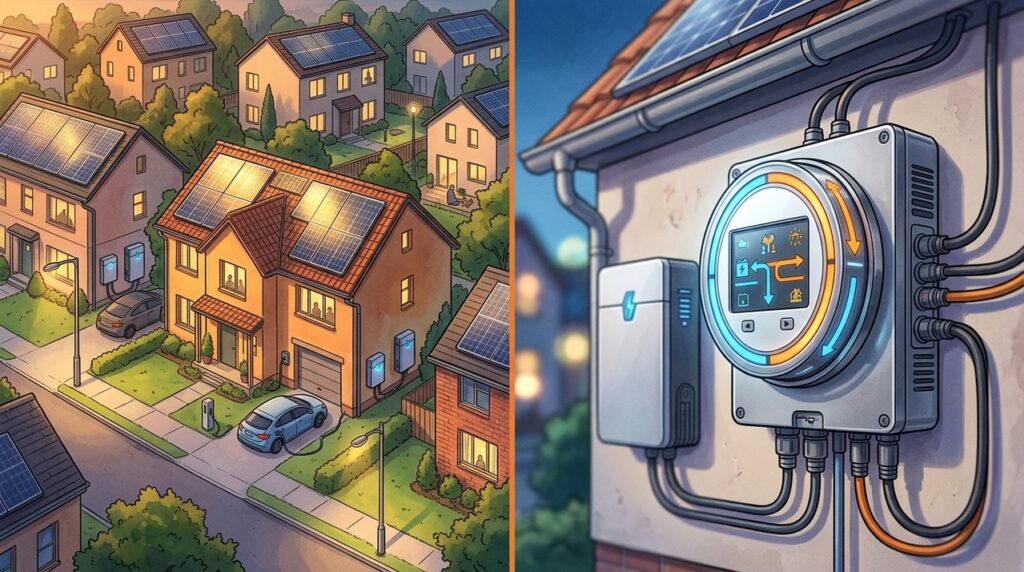 Casas com painéis solares e baterias podem se unir pela internet e operar como uma usina elétrica que não existe em um único endereço
