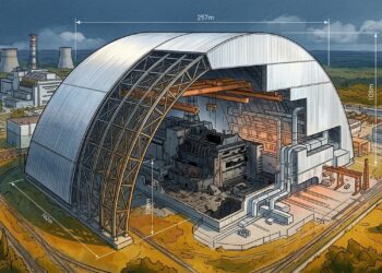 Com 257 metros de vão e 36 mil toneladas, um arco de aço deslizou sobre Chernobyl para isolar o reator destruído por 100 anos