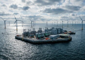 Ilha energética no Mar do Norte reúne turbinas, cabos e subestações para levar energia limpa à Europa