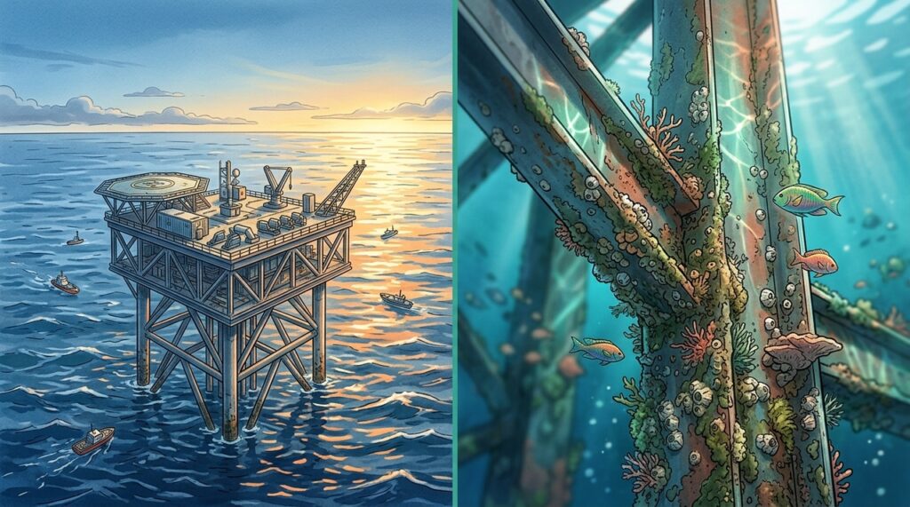 O que acontece com plataformas de petróleo desativadas pode mudar a vida no fundo do oceano