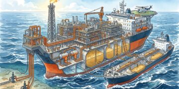A cidade flutuante que produz petróleo reúne moradia, energia e máquinas em pleno oceano aberto