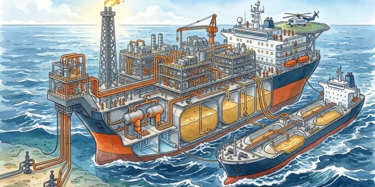 A cidade flutuante que produz petróleo reúne moradia, energia e máquinas em pleno oceano aberto