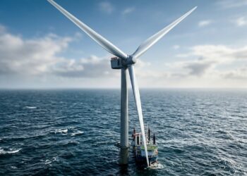 Com pás de mais de 100 metros e rotor maior que 2 campos de futebol, turbina eólica offshore transforma vento em energia no meio do mar