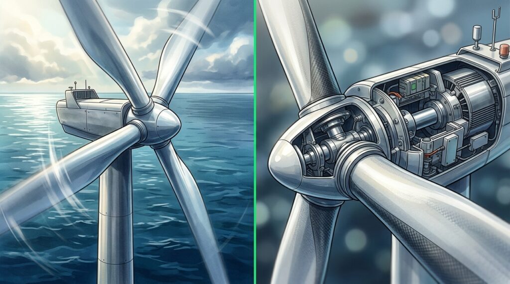 Turbinas eólicas instaladas no mar capturam ventos constantes e ampliam a geração de energia limpa