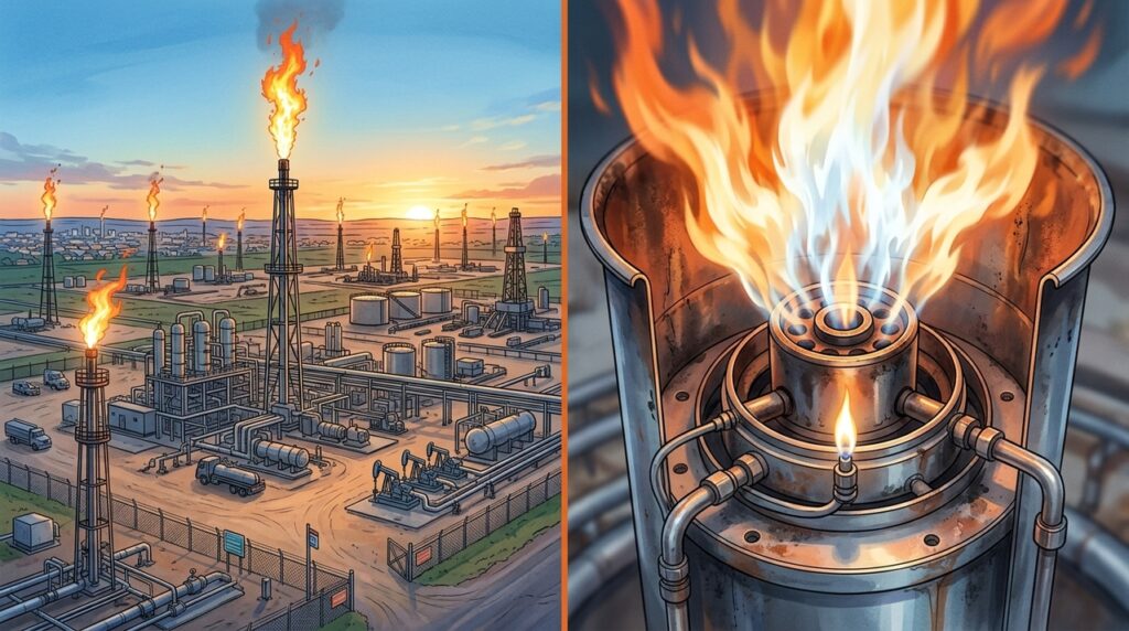 Queima de gás revela o combustível que desaparece no céu quando campos de petróleo não têm infraestrutura