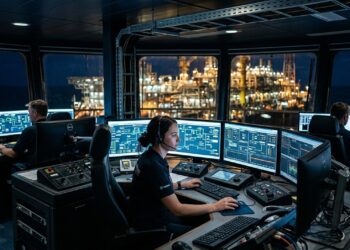 Sala de controle de FPSO funciona como cérebro digital de uma cidade flutuante no mar