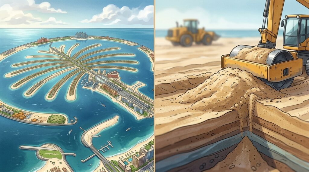 Com mais de 100 milhões de m³ de areia, Dubai criou uma palmeira gigante sobre o Golfo Pérsico