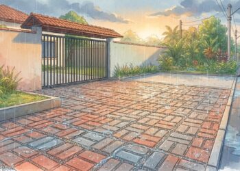 O concreto que deixa a água atravessar o quintal sem transformar a garagem em piscina