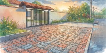 O concreto que deixa a água atravessar o quintal sem transformar a garagem em piscina