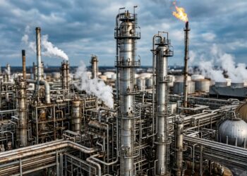 Com torres, fornos e dutos aquecidos, uma refinaria transforma petróleo bruto em gasolina, diesel, gás de cozinha e querosene de aviação sem que o motorista perceba