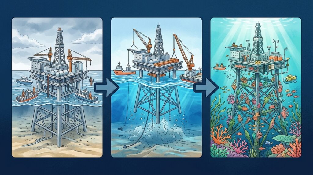 O que acontece com plataformas de petróleo desativadas pode mudar a vida no fundo do oceano