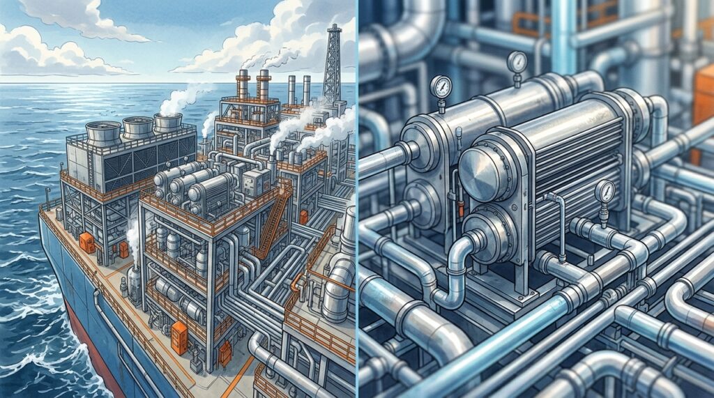 A 488 metros de comprimento, navio-fábrica da Shell congela gás natural no meio do oceano e transforma o mar em uma planta industrial flutuante